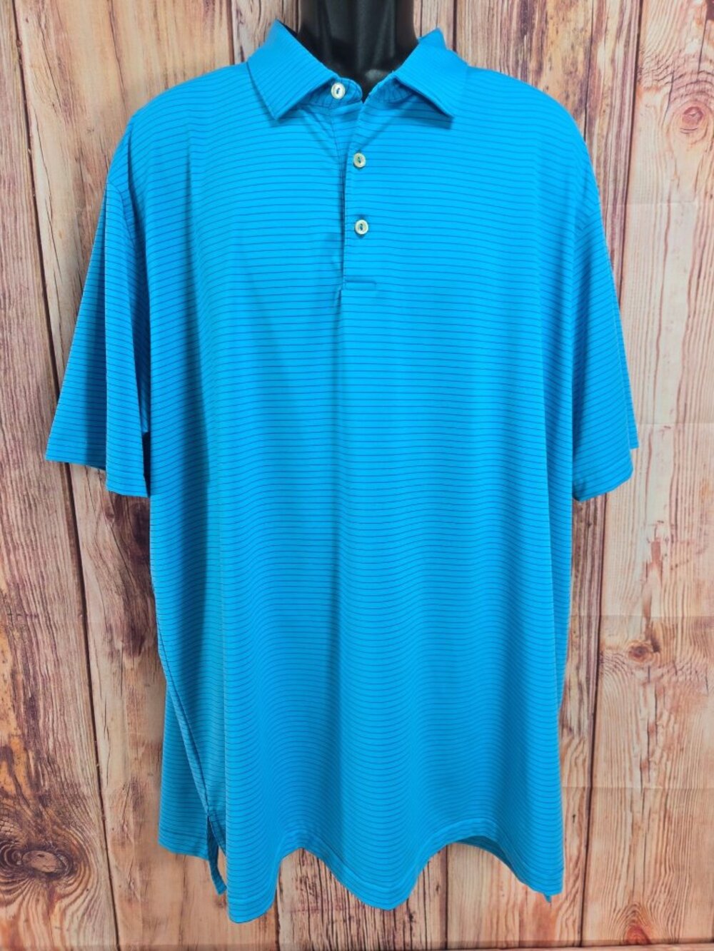 Peter Millar Summer Comfort Mens Blue Striped Polo Shirt XXL